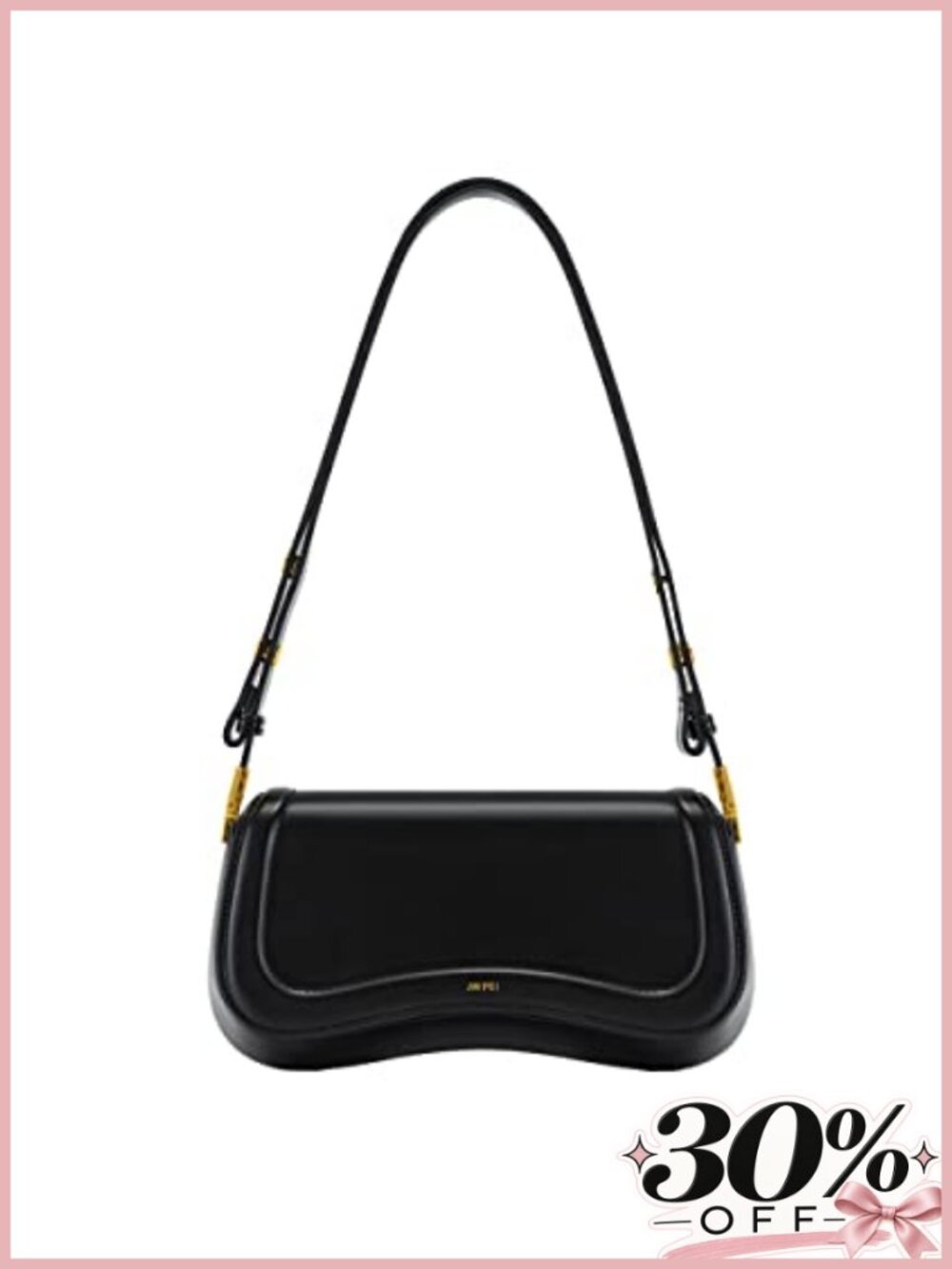 Vegan Leather Shoulder Bag Magnetic Snap Adjustable Strap